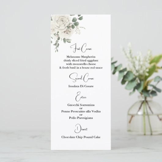 Modèle de menu Mariage à fleurs blanches (Debout devant)