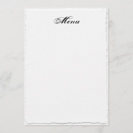 Modèle de menu Mariage blanc Faux-Deckle Edge (Devant)
