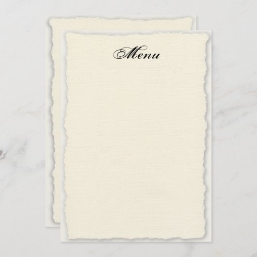 Modèle de menu Mariage classique Faux-Deckle (Devant / Derrière)