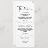 Modèle de menu Mariage minimaliste (Devant / Derrière)