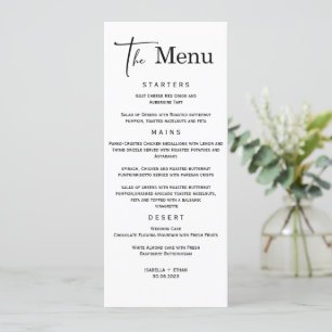 Modèle de menu Mariage minimaliste