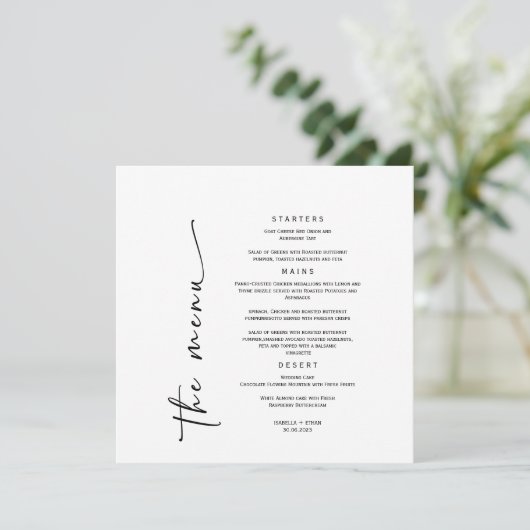 Modèle de menu Mariage minimaliste (Debout devant)