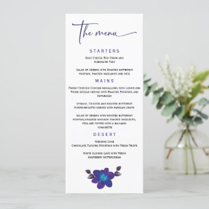 Modèle de menu personnalisé Mariage orchidée bleue