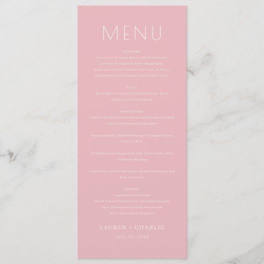 Modèle de menu rose élégant (Devant)