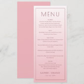 Modèle de menu rose élégant (Devant / Derrière)