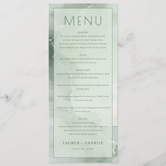 Modèle de Menu Vert Élégant (Devant)