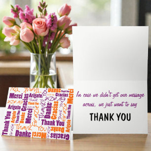 Modèle de Merci multilingue violet et orange