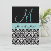 Modèle de monogramme Aqua et Black Mariage damassé (Debout devant)