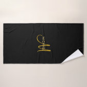 Modèle de monogramme initial baptisé Black&Gold (Serviette de bain)