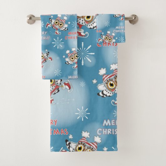 Modèle de Noël de patinage sur glace de hiboux (En situation)