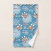 Modèle de Noël de patinage sur glace de hiboux (Serviette à main)