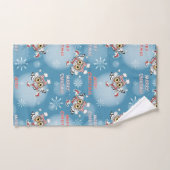 Modèle de Noël de patinage sur glace de hiboux (Serviette à main)
