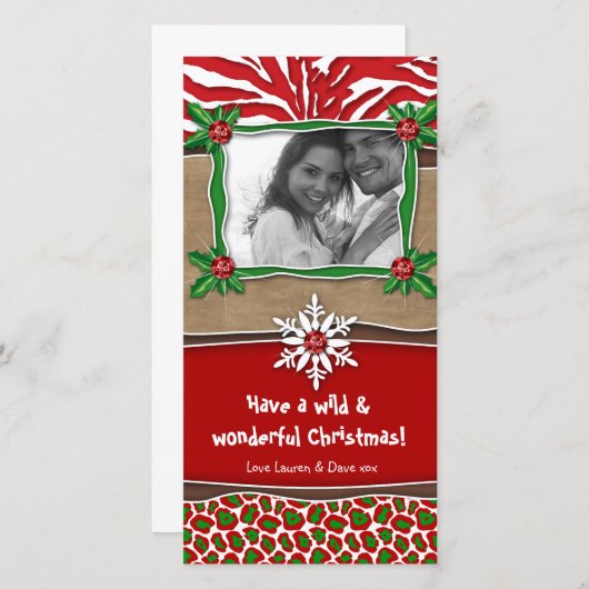 Modèle de Noël Snowflake Zebra Leopard (Devant / Derrière)