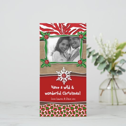 Modèle de Noël Snowflake Zebra Leopard (Debout devant)