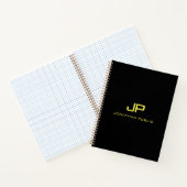 Modèle de nom de monogramme en or noir pour cahier (Intérieur)