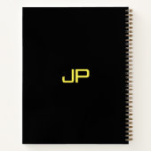 Modèle de nom de monogramme en or noir pour cahier (Dos)