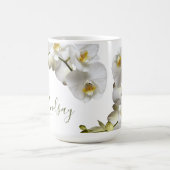 Modèle de nom d'orchidées blanches Mug Cadeau Élég (Centre)