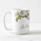 Modèle de nom d'orchidées blanches Mug Cadeau Élég (Gauche)