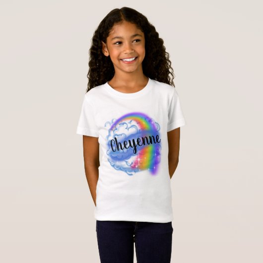 Modèle de nuage arc-en-ciel Airbrush T-shirt (Devant entier)