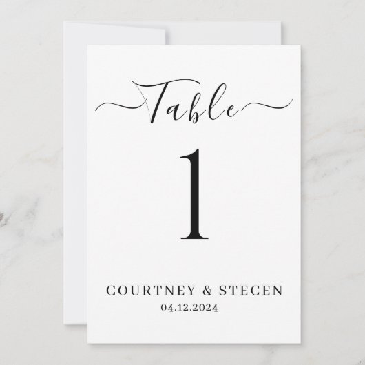 Modèle de numéro de table de mariage : Calligraphi (Devant)