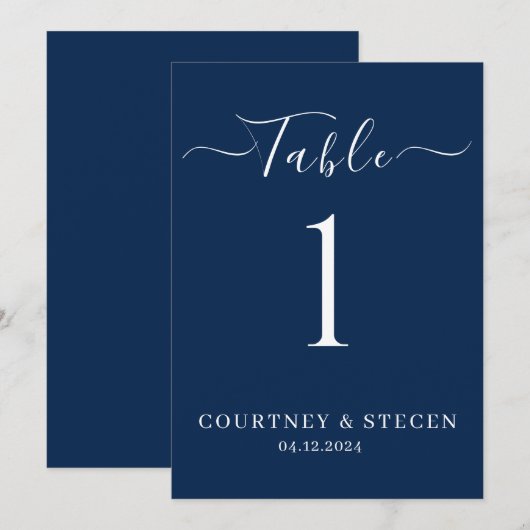 Modèle de numéro de table de mariage : Calligraphi (Devant / Derrière)