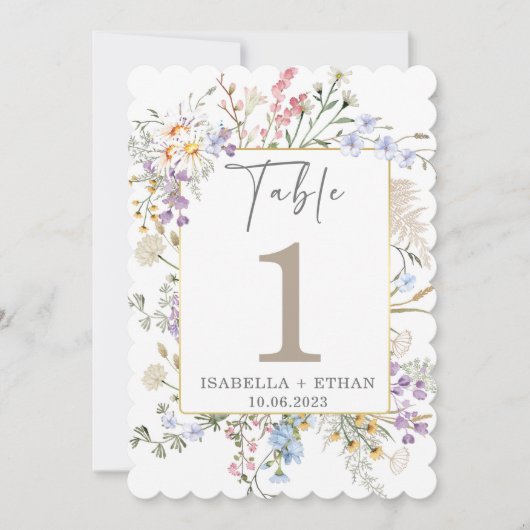 Modèle de numéro de table Fleur sauvage (Devant)