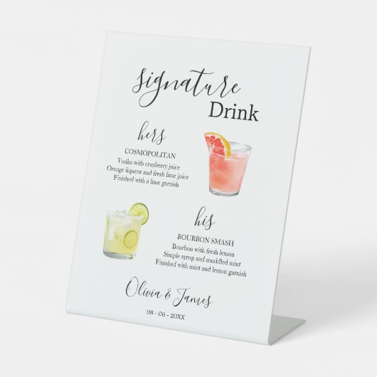Modèle de panneau de boisson signature pour lui et (Recto)