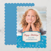 Modèle de photo avec tourbillons de vacances bleu  (Devant / Derrière)