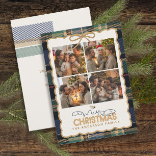 Modèle de photo de Noël avec bordure tartan ID1141