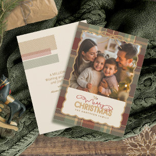 Modèle de photo de Noël avec bordure tartan ID1141