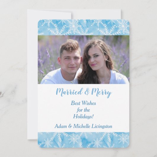 Modèle de photo de Noël Flocon de neige bleu (Devant)