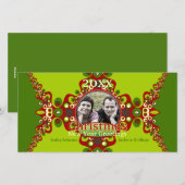 Modèle de photocard de Noël vert groovy (Devant / Derrière)
