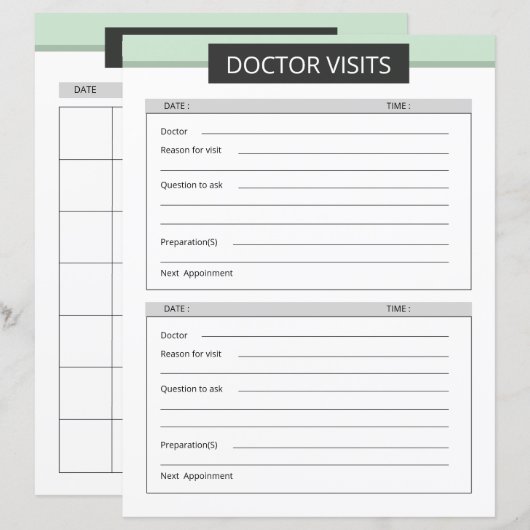 Modèle de planificateur de visite de médecin (Devant / Derrière)