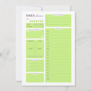 Modèle de planificateur quotidien minimaliste vert