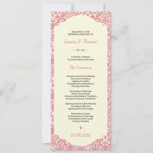 modèle de programme de cérémonie de mariage (Devant)