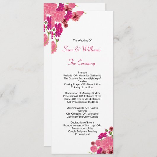 Modèle de programme de cérémonie de mariage (Devant / Derrière)