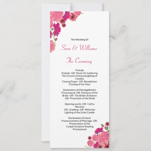 Modèle de programme de cérémonie de mariage (Devant)