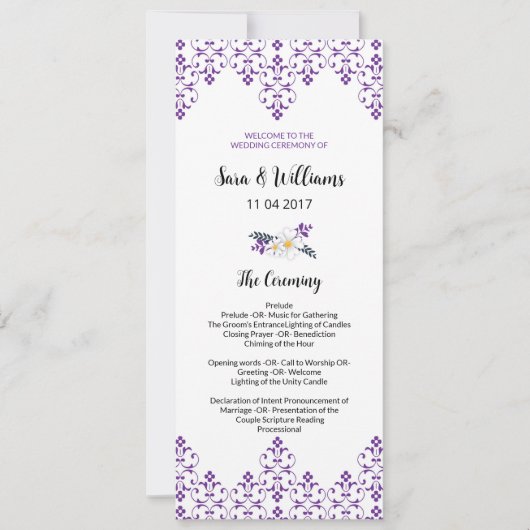 Modèle de programme de cérémonie de mariage (Devant)