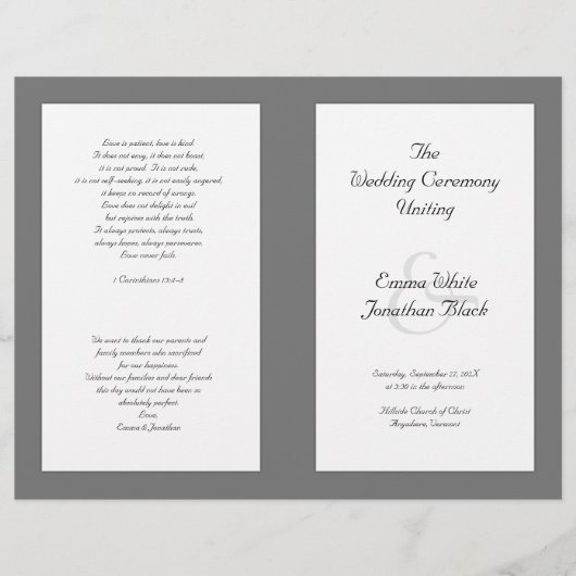 Modèle de programme de cérémonie de mariage de l'É (Devant)
