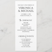 Modèle de programme de cérémonie de mariage minima (Devant)