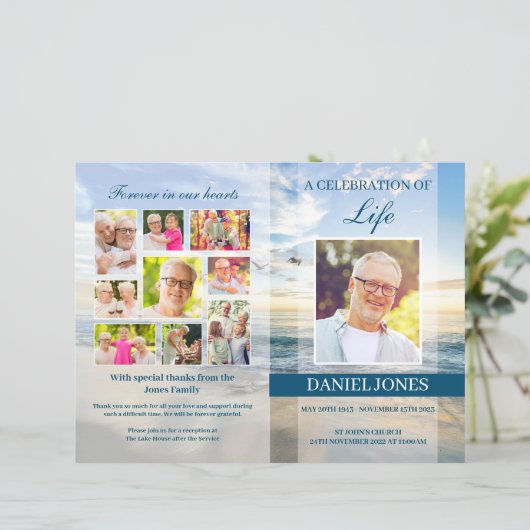 Modèle de programme de cérémonie funéraire de plag (Debout devant)