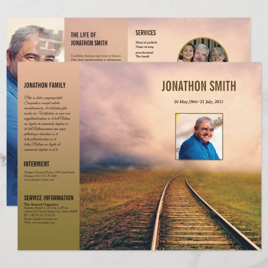 Modèle de programme de funérailles, (Devant / Derrière)