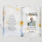 Modèle de programme de funérailles à fleurs blanch (Devant / Derrière)