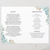 Modèle de programme de funérailles avec feuilles (Dos)