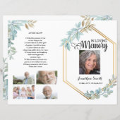 Modèle de programme de funérailles avec feuilles (Devant / Derrière)