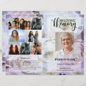 Modèle de programme de funérailles avec rose rose  (Devant / Derrière)