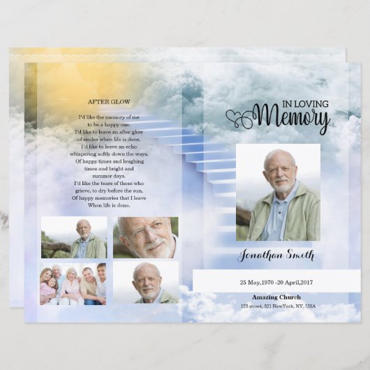 modèle de programme de funérailles ciel (Devant / Derrière)