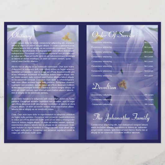 Modèle de programme de funérailles florales (Dos)