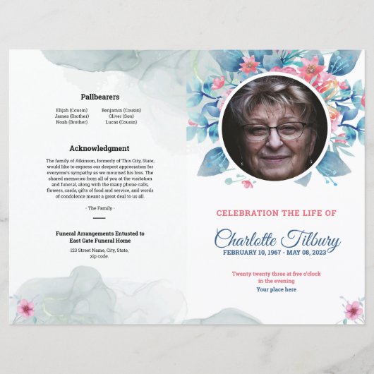 Modèle de programme de funérailles florales (Devant)