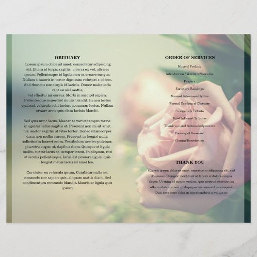 Modèle de programme de funérailles florales Rose (Dos)